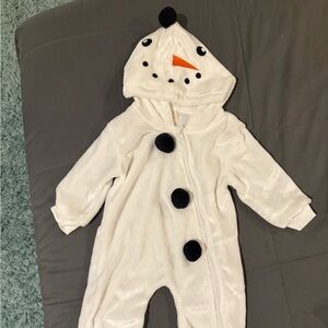 Snowman Costume Hooded Baby One Piece - White and Black